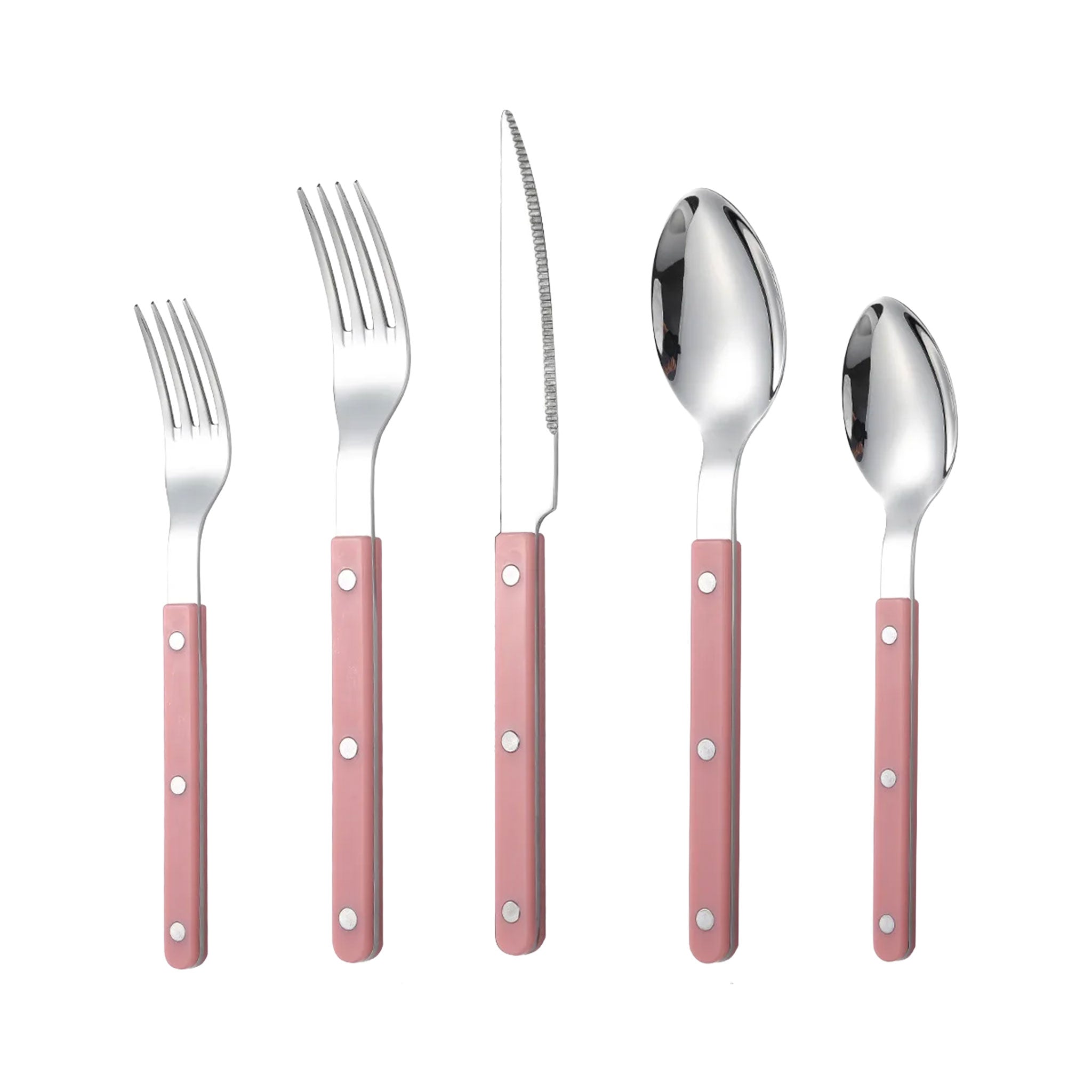 Colorful Handle 304 Stainless Steel Cutlery Set – Knife, Fork & Spoon
