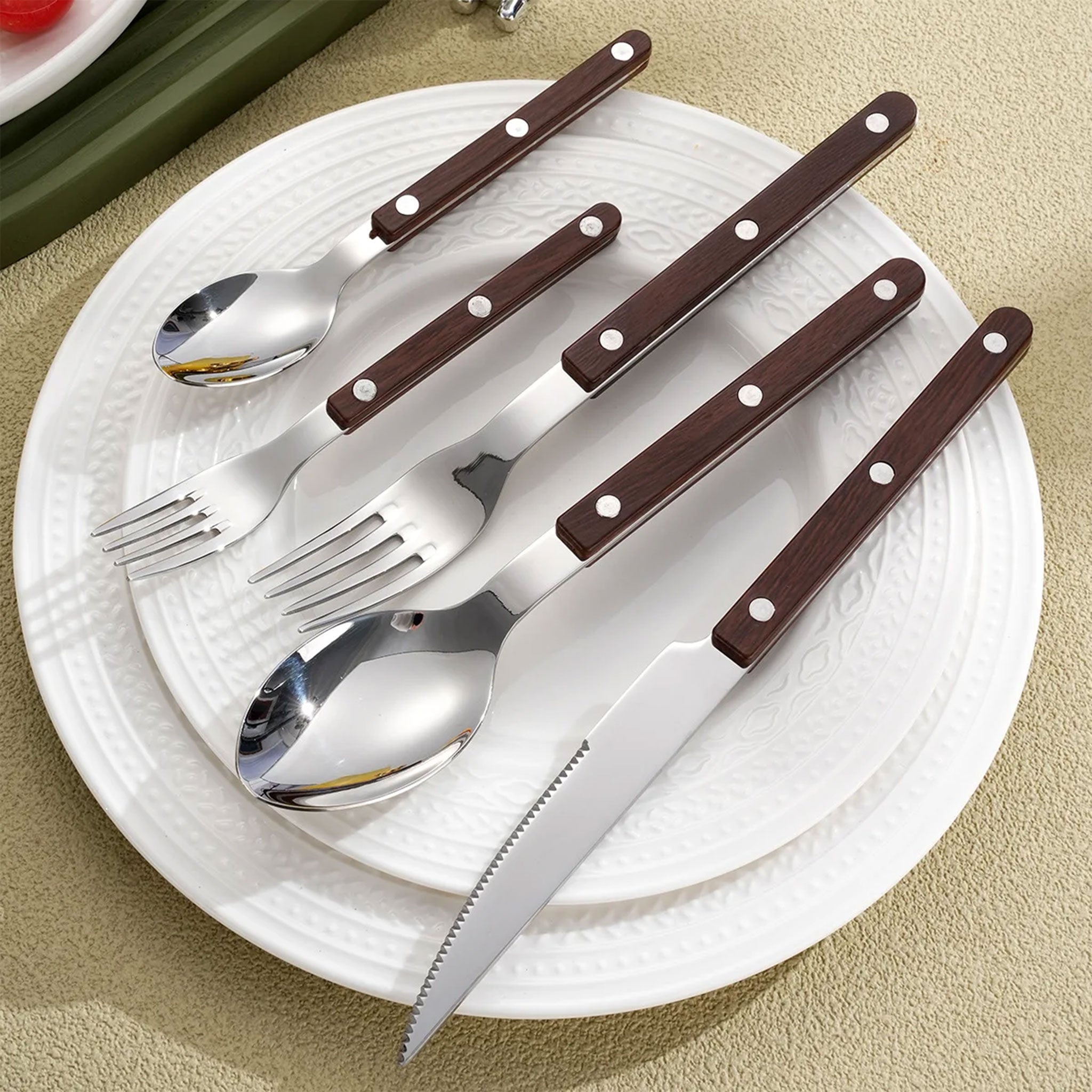 Colorful Handle 304 Stainless Steel Cutlery Set – Knife, Fork & Spoon
