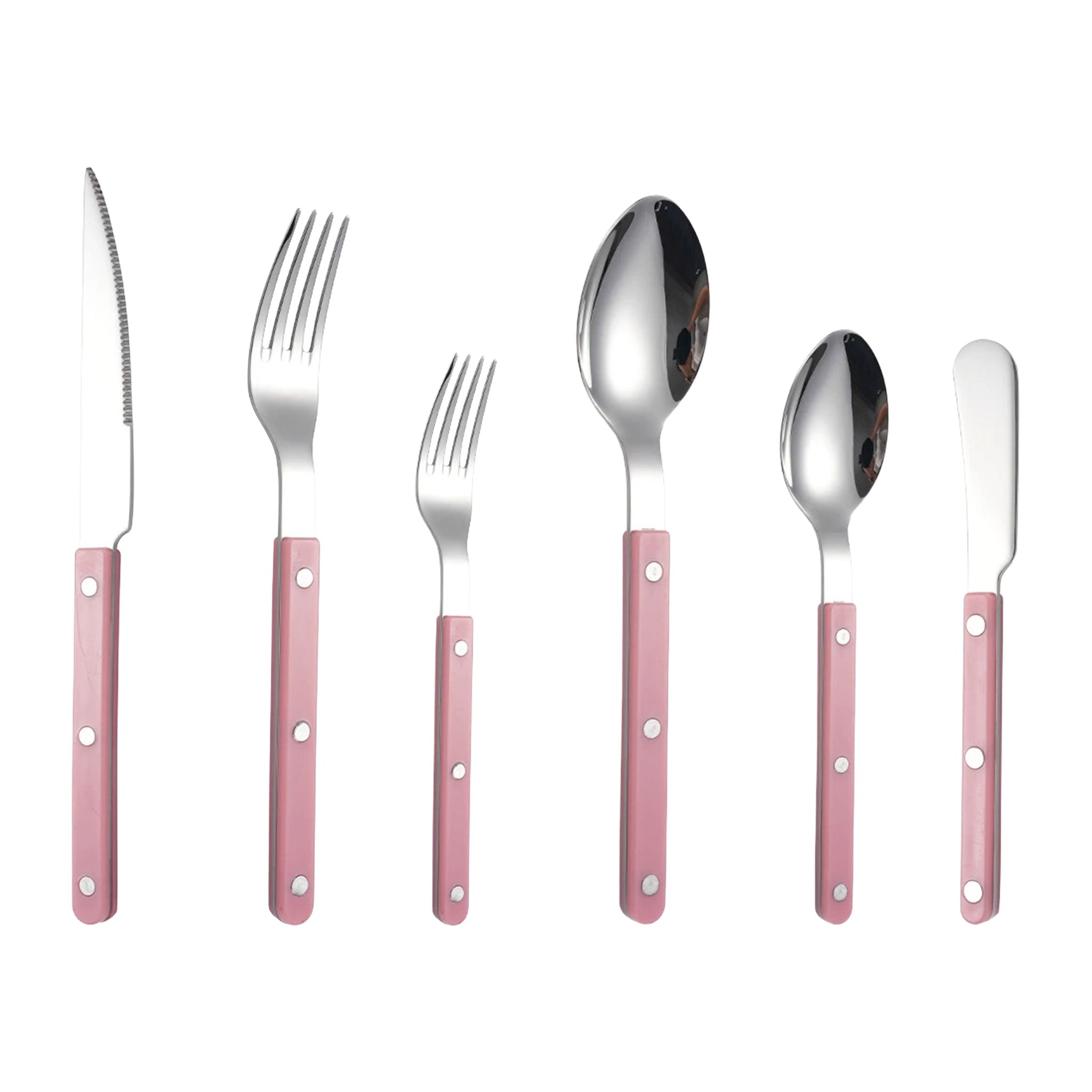 Colorful Handle 304 Stainless Steel Cutlery Set – Knife, Fork & Spoon