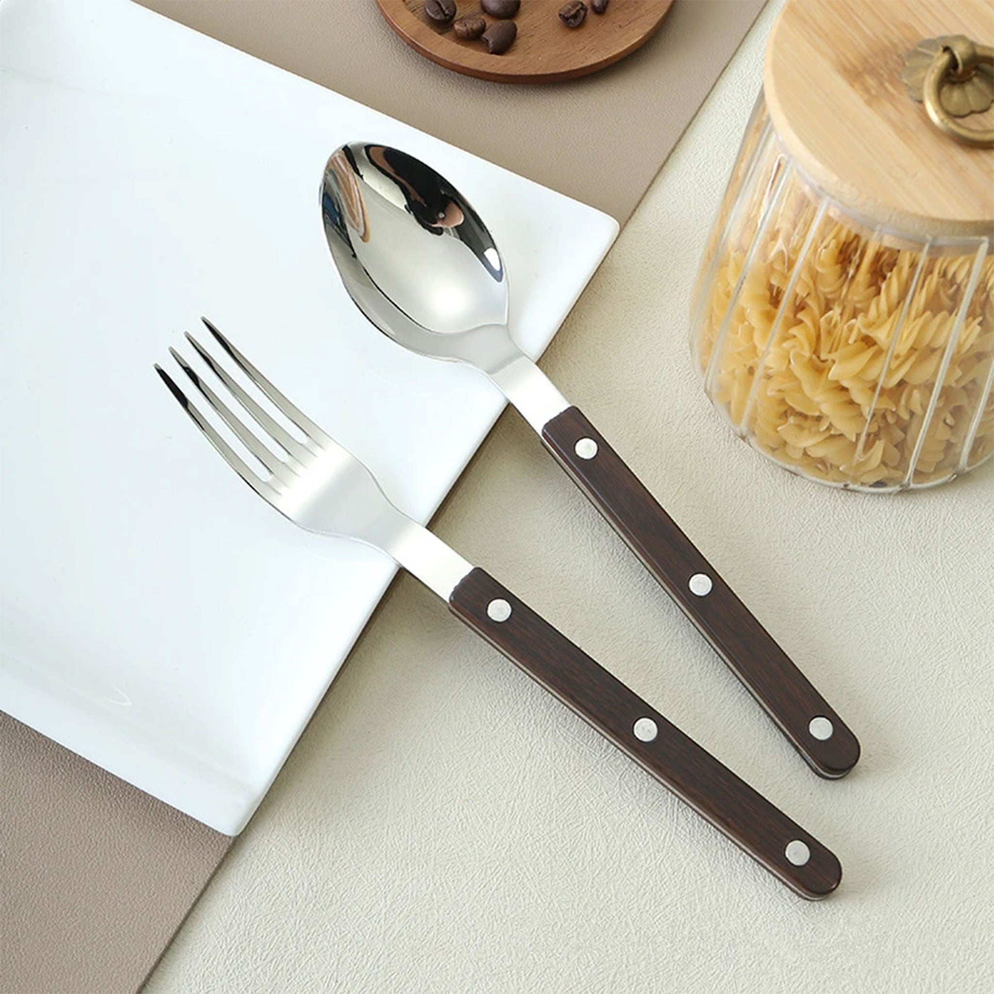 Colorful Handle 304 Stainless Steel Cutlery Set – Knife, Fork & Spoon