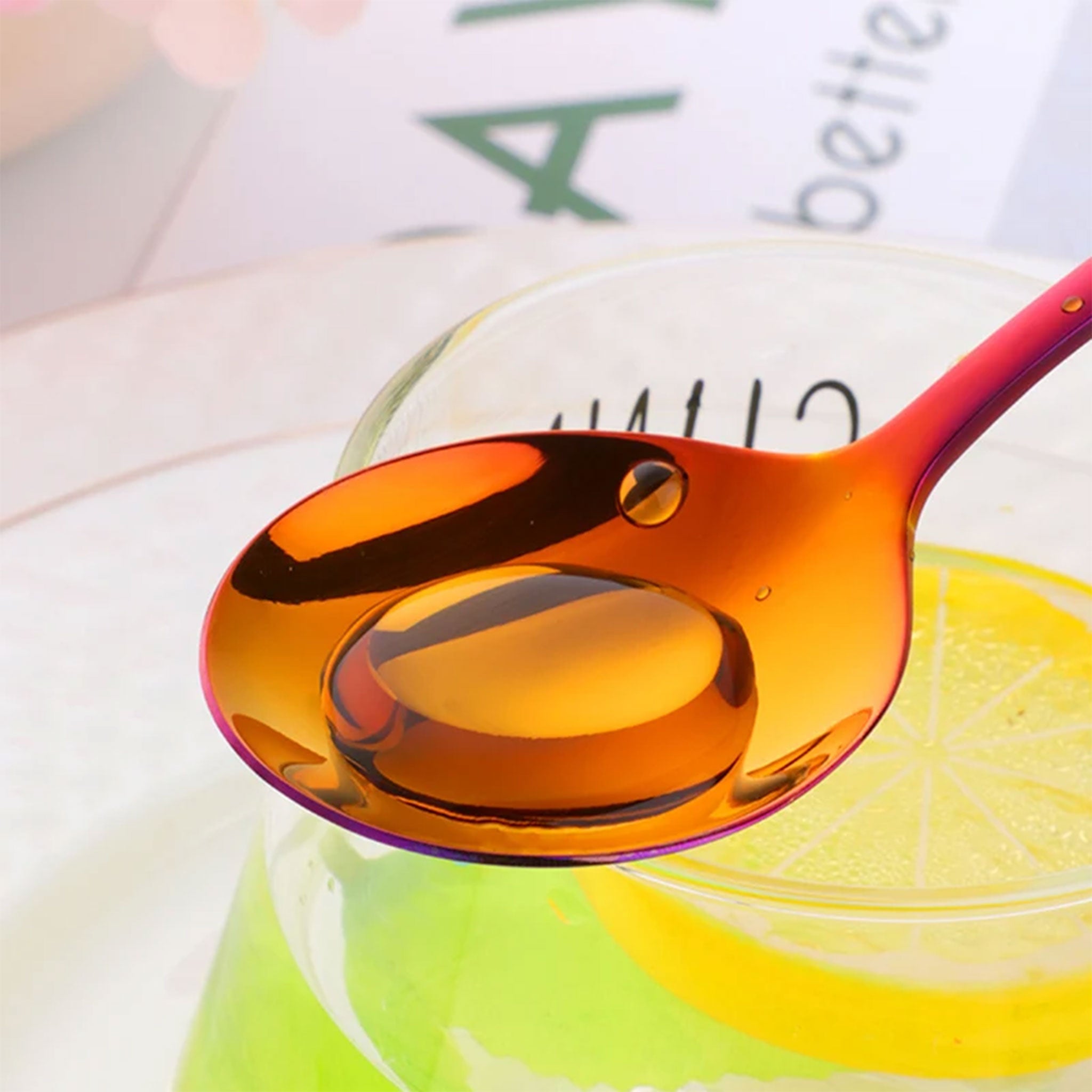 Colorful Stainless Steel Round Serving Spoon – Coffee, Dessert & Ice Cream