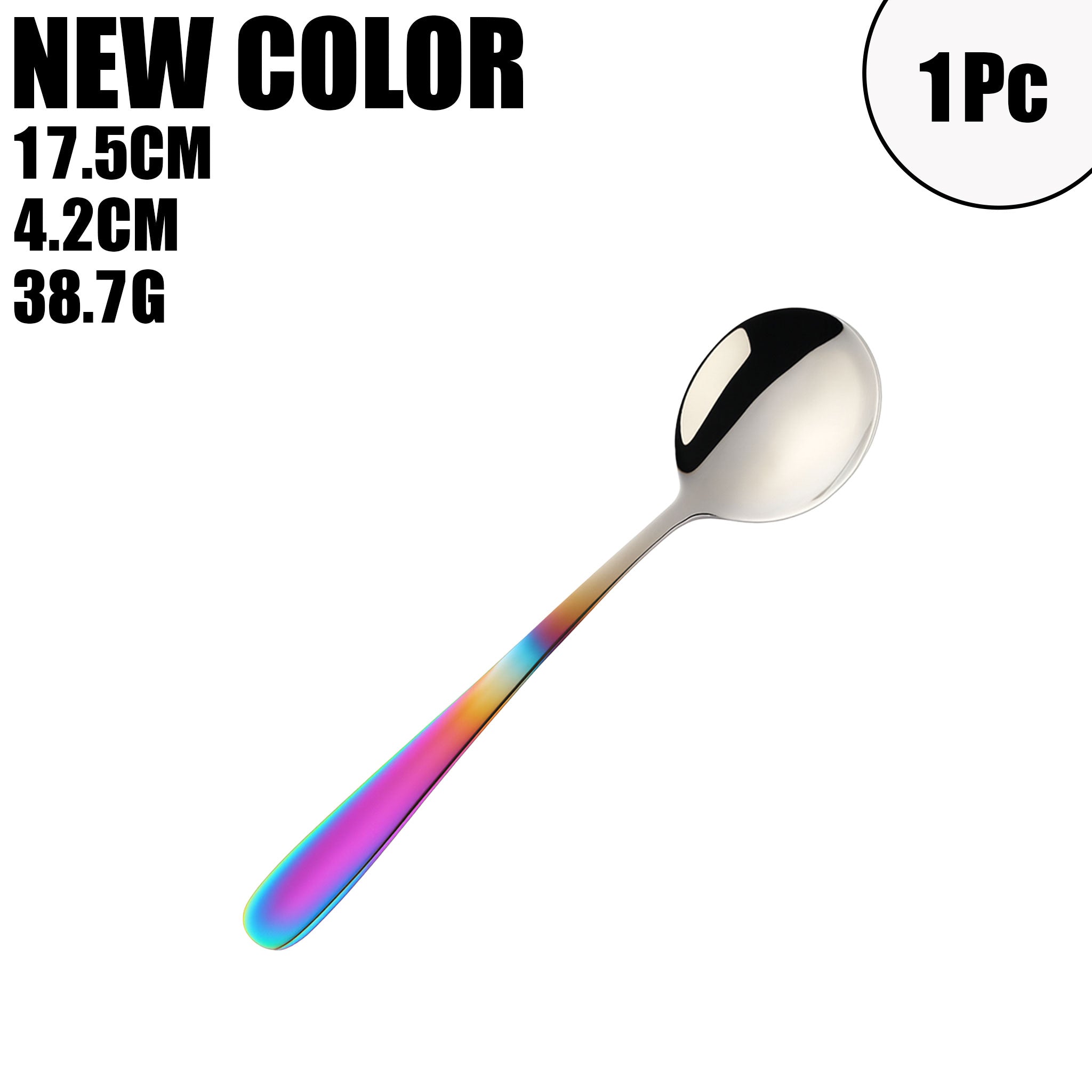Colorful Stainless Steel Round Serving Spoon – Coffee, Dessert & Ice Cream