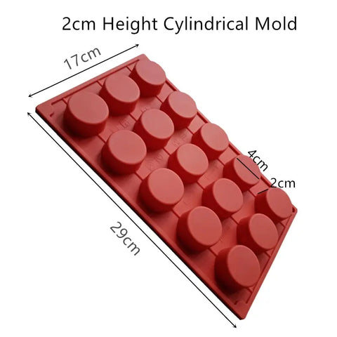 Conical Cylindrical Shape Silicone Cake Mold, Chocolate making, Mousse mold, Jelly Pudding, Dessert Tool, 15-cavity wiktra