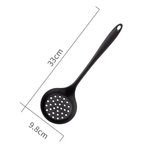 Cooking Kitchenware Silicone Utensils Set Black Non-Stick Cookware Spatula Ladle Egg Beaters Shovel Kitchen Tool Accessories