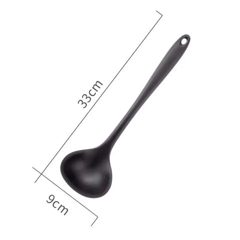 Cooking Kitchenware Silicone Utensils Set Black Non-Stick Cookware Spatula Ladle Egg Beaters Shovel Kitchen Tool Accessories