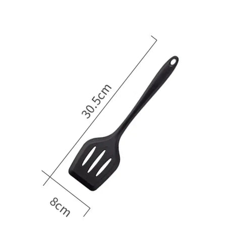 Cooking Kitchenware Silicone Utensils Set Black Non-Stick Cookware Spatula Ladle Egg Beaters Shovel Kitchen Tool Accessories