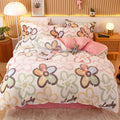 Coral Fleece Duvet Cover Sheet Flannel Pillowcase wiktra