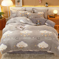 Coral Fleece Duvet Cover Sheet Flannel Pillowcase wiktra