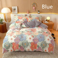 Coral Fleece Duvet Cover Sheet Flannel Pillowcase wiktra