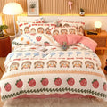 Coral Fleece Duvet Cover Sheet Flannel Pillowcase wiktra