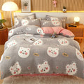 Coral Fleece Duvet Cover Sheet Flannel Pillowcase wiktra