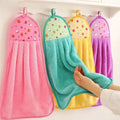 Coral Velvet Bathroom Supplies Soft Hanging Hand Towel Thickened Absorbent Cloth Dishcloths Hanging Cloth Kitchen Cleaning Towel - Wiktra