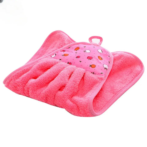 Coral Velvet Bathroom Supplies Soft Hanging Hand Towel Thickened Absorbent Cloth Dishcloths Hanging Cloth Kitchen Cleaning Towel - Wiktra