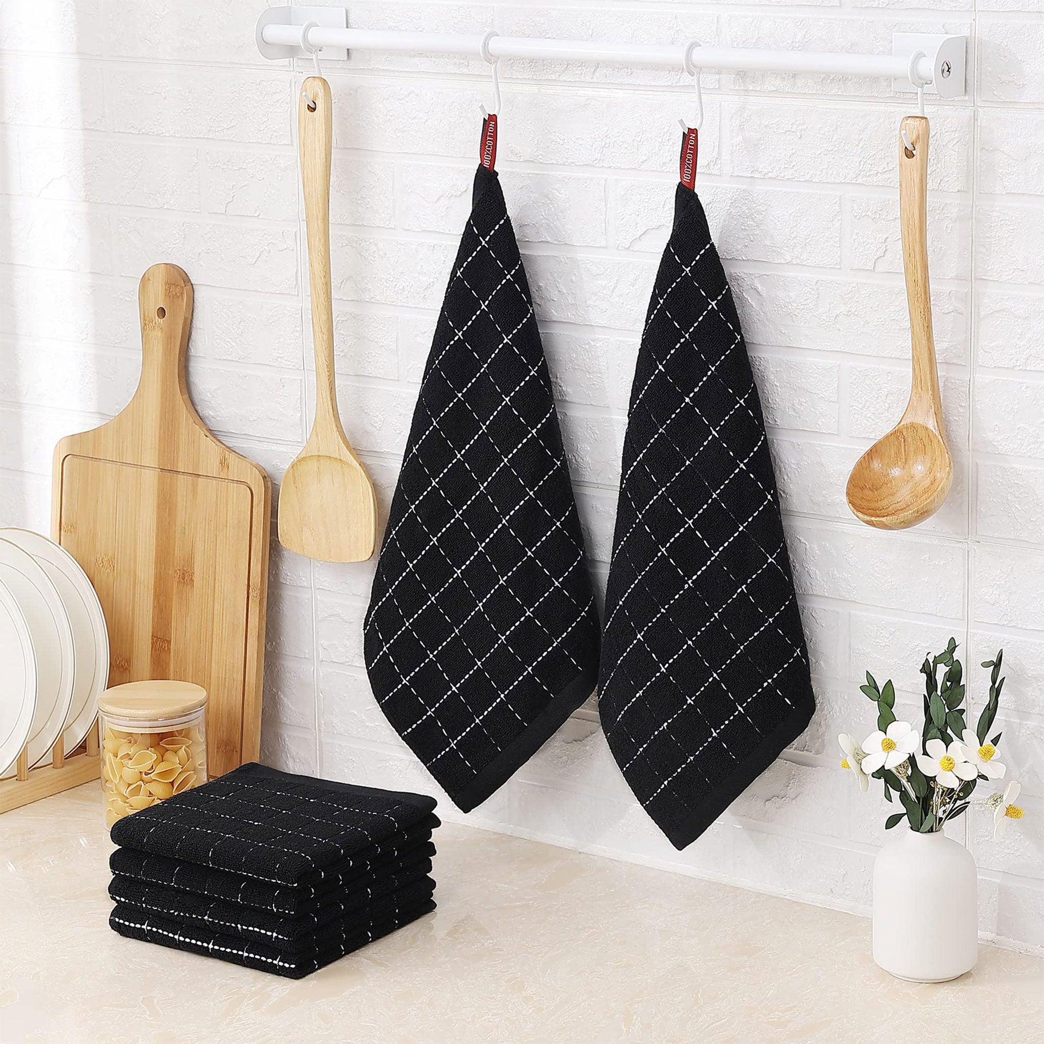 Cotton Kitchen Towel Set – Absorbent Quick-Dry Dish, Hand & Tea Towels