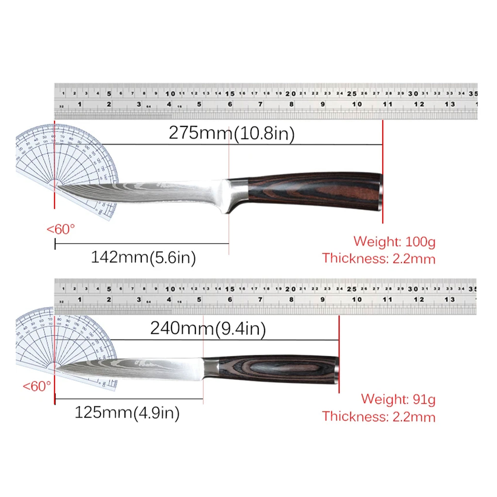Damascus Laser Pattern Japanese Kitchen Knife Set – Chef & Santoku with Wooden Handles