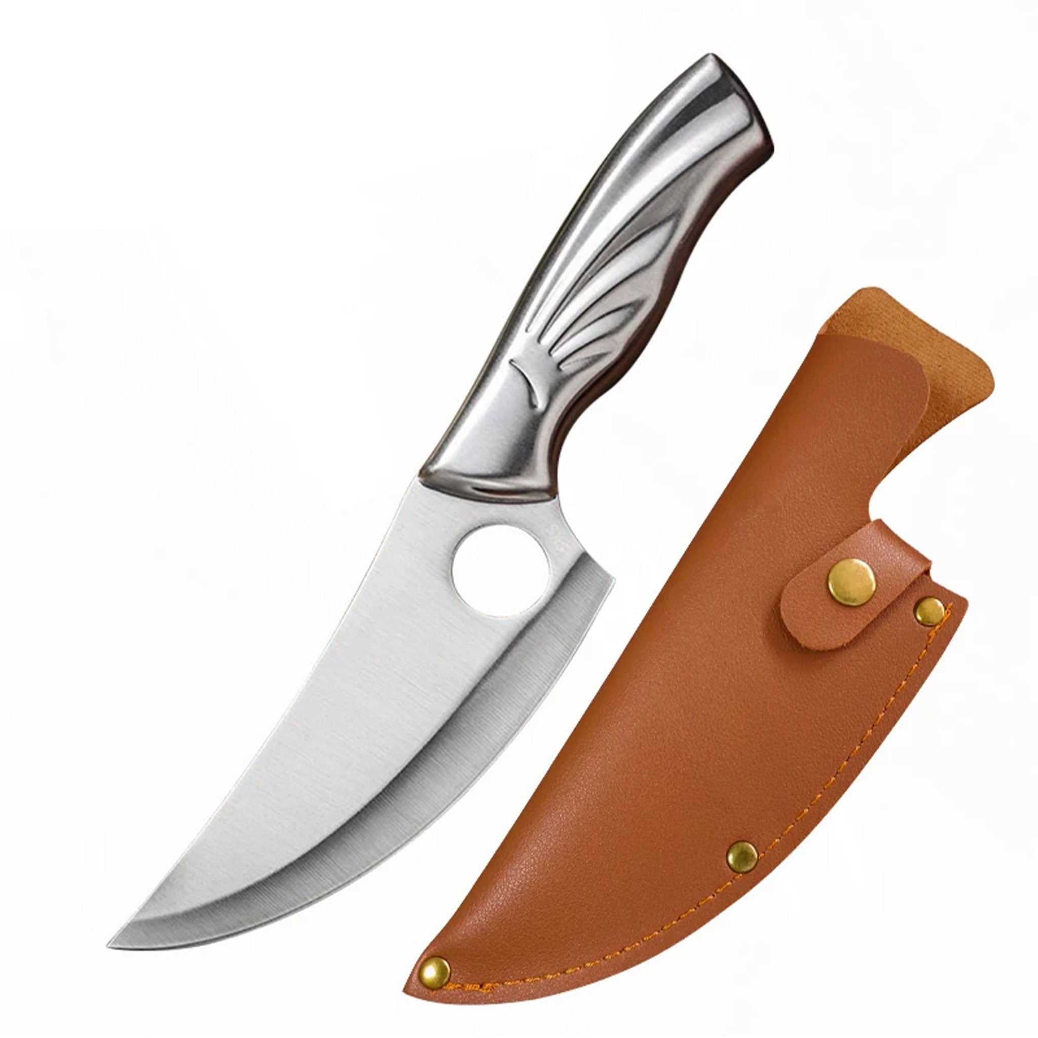 Damascus Pattern Kitchen Cleaver & Butcher Knife with Shears