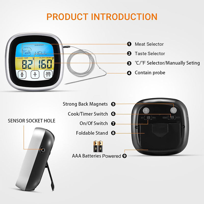 Digital BBQ Meat Thermometer with LCD Display