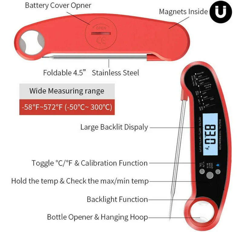 Digital Folding Kitchen Food Thermometer