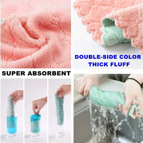 Double Sided Microfiber Cleaning Cloth Absorbent Kitchen Cleaning Rag Reusable Tableware Dish Washing Towel Non Stick Oil Rags wiktra