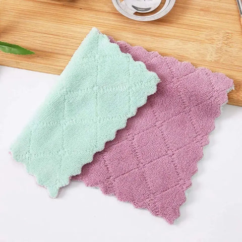 Double Sided Microfiber Cleaning Cloth Absorbent Kitchen Cleaning Rag Reusable Tableware Dish Washing Towel Non Stick Oil Rags wiktra