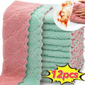 Double-layer Microfiber Towel Super Absorbent Coral Fleece Cleaning Cloths Kitchen Non-stick Oil Dishcloths Scouring Rag New wiktra