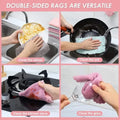 Double-layer Microfiber Towel Super Absorbent Coral Fleece Cleaning Cloths Kitchen Non-stick Oil Dishcloths Scouring Rag New wiktra