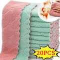 Double-layer Microfiber Towel Super Absorbent Coral Fleece Cleaning Cloths Kitchen Non-stick Oil Dishcloths Scouring Rag New wiktra