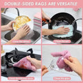 Double-layer Microfiber Towel Super Absorbent Coral Fleece Cleaning Cloths Kitchen Non-stick Oil Dishcloths Scouring Rag New wiktra