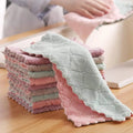 Double-sided Microfiber Kitchen Cloth Dish Towel Super Absorbent Coral Fleece Cleaning Cloths Easy To Clean Kitchen Scouring Rag wiktra