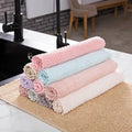 Double-sided Microfiber Kitchen Cloth Dish Towel Super Absorbent Coral Fleece Cleaning Cloths Easy To Clean Kitchen Scouring Rag wiktra