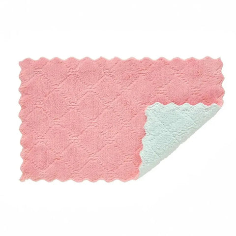 Double-sided Microfiber Kitchen Cloth Dish Towel Super Absorbent Coral Fleece Cleaning Cloths Easy To Clean Kitchen Scouring Rag