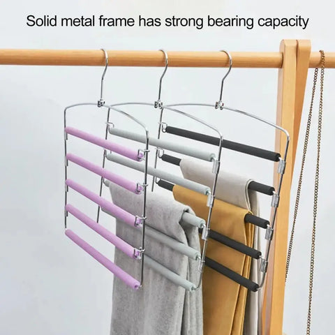 Durable Clothes Rack Wear-resistant Pants Hanger Non-Slip Storing 5 Layers Clothes Pants Storage Rack wiktra