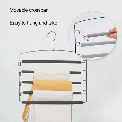 Durable Clothes Rack Wear-resistant Pants Hanger Non-Slip Storing 5 Layers Clothes Pants Storage Rack wiktra