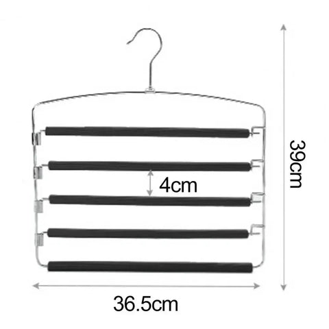 Durable Clothes Rack Wear-resistant Pants Hanger Non-Slip Storing 5 Layers Clothes Pants Storage Rack wiktra