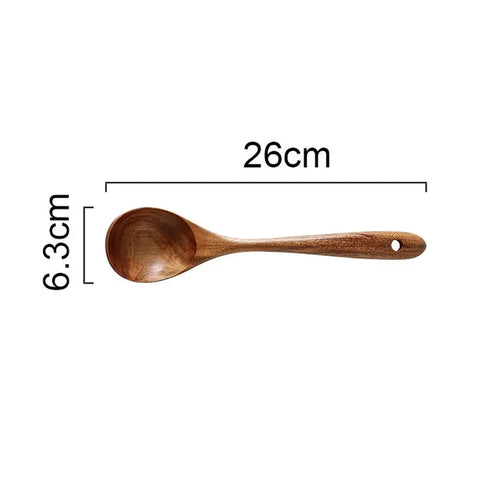 Durable Teak Natural Wood Spoon Nonstick Special Wooden Cooking Tools Safe Long Handle Cookware Slotted Spoon Spatula Gadgets