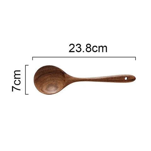 Durable Teak Natural Wood Spoon Nonstick Special Wooden Cooking Tools Safe Long Handle Cookware Slotted Spoon Spatula Gadgets