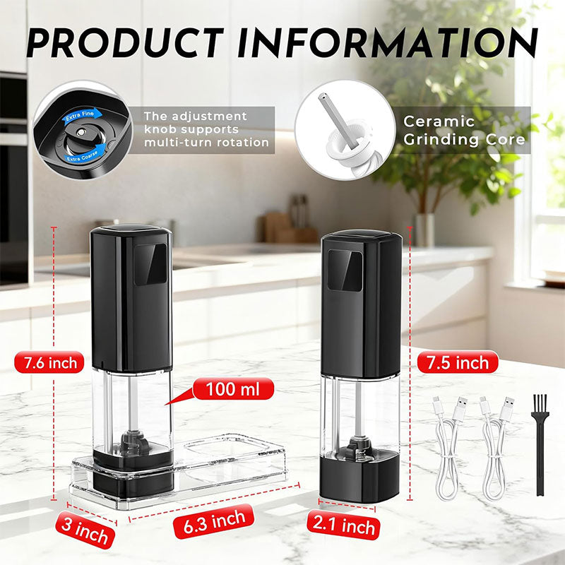 Electric Gravity Pepper & Salt Grinder with Display