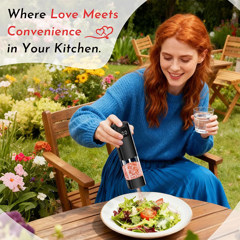 Electric Gravity Pepper & Salt Grinder with Display