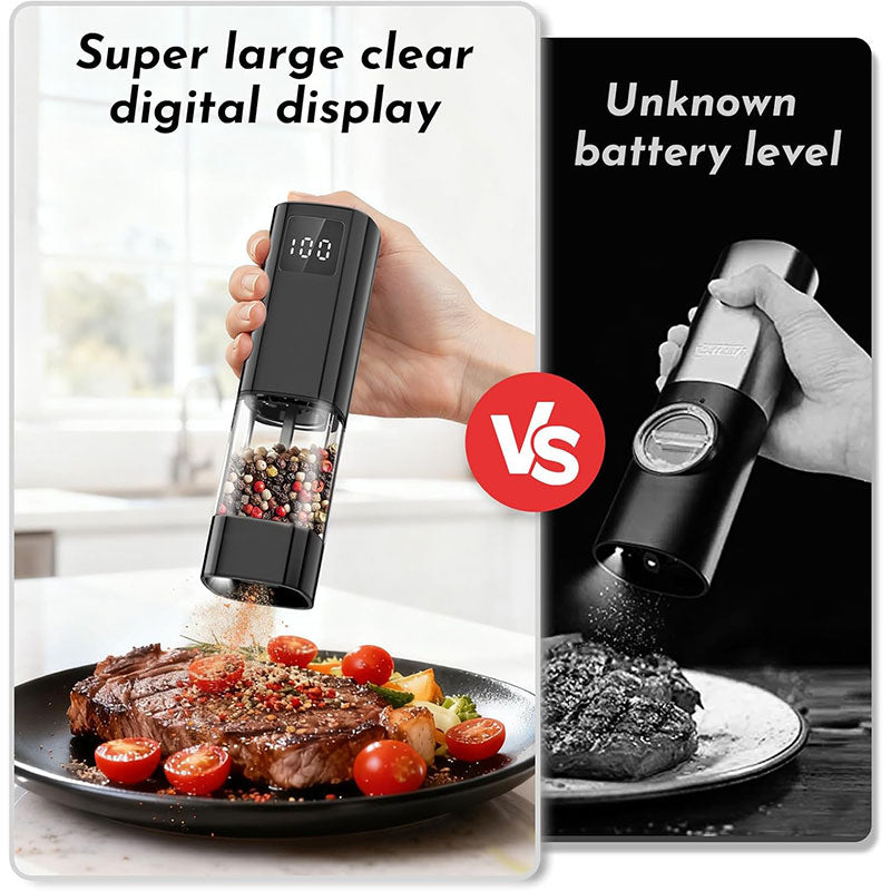 Electric Gravity Pepper & Salt Grinder with Display