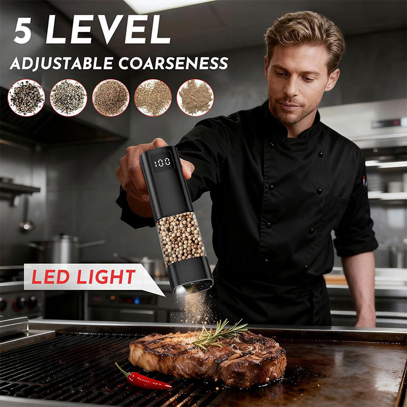 Electric Gravity Pepper & Salt Grinder with Display