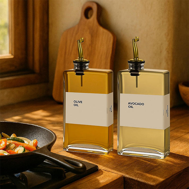 Empty Square Glass Bottle with Nozzle