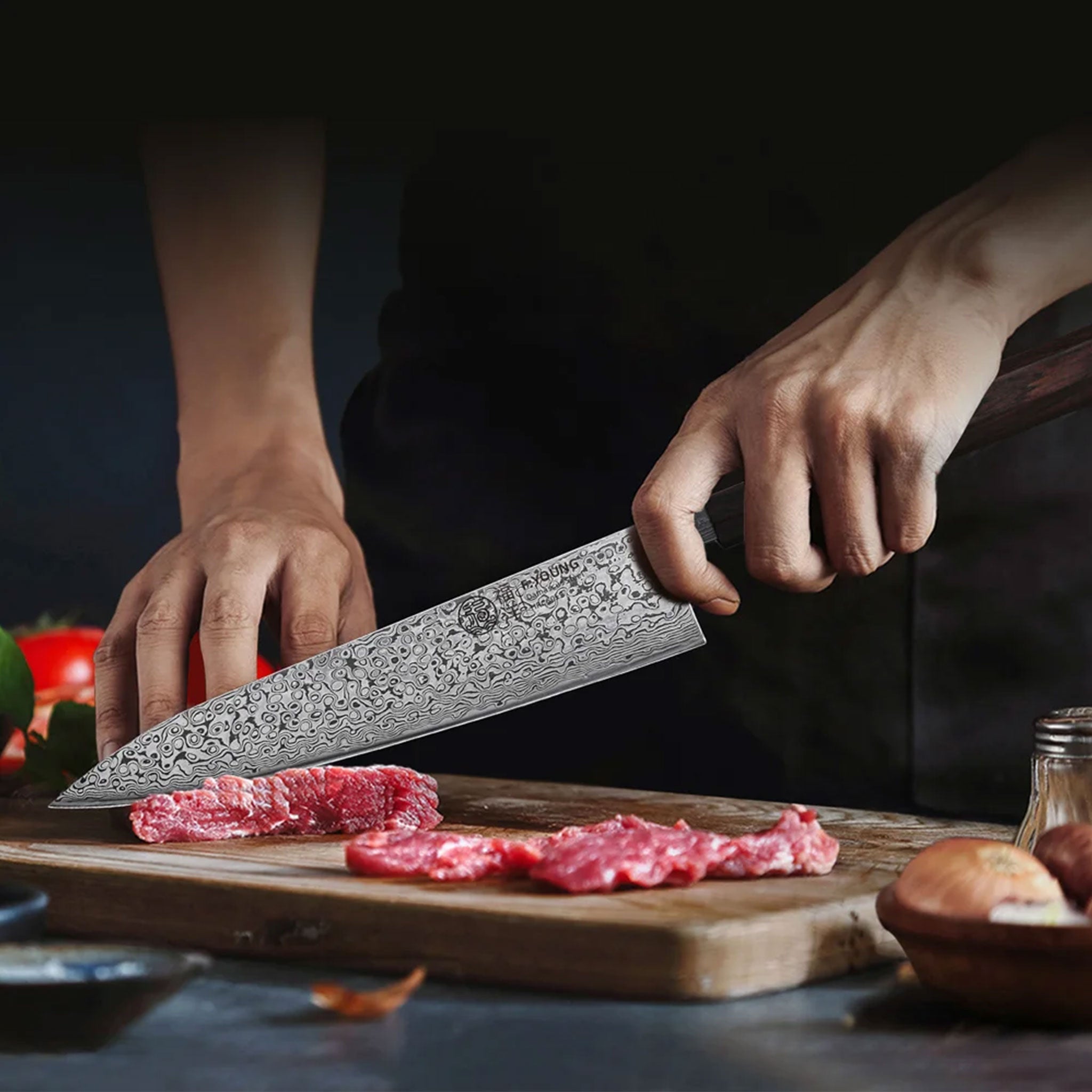 F.YOUNG 8.2" Handmade Damascus Steel Chef Knife