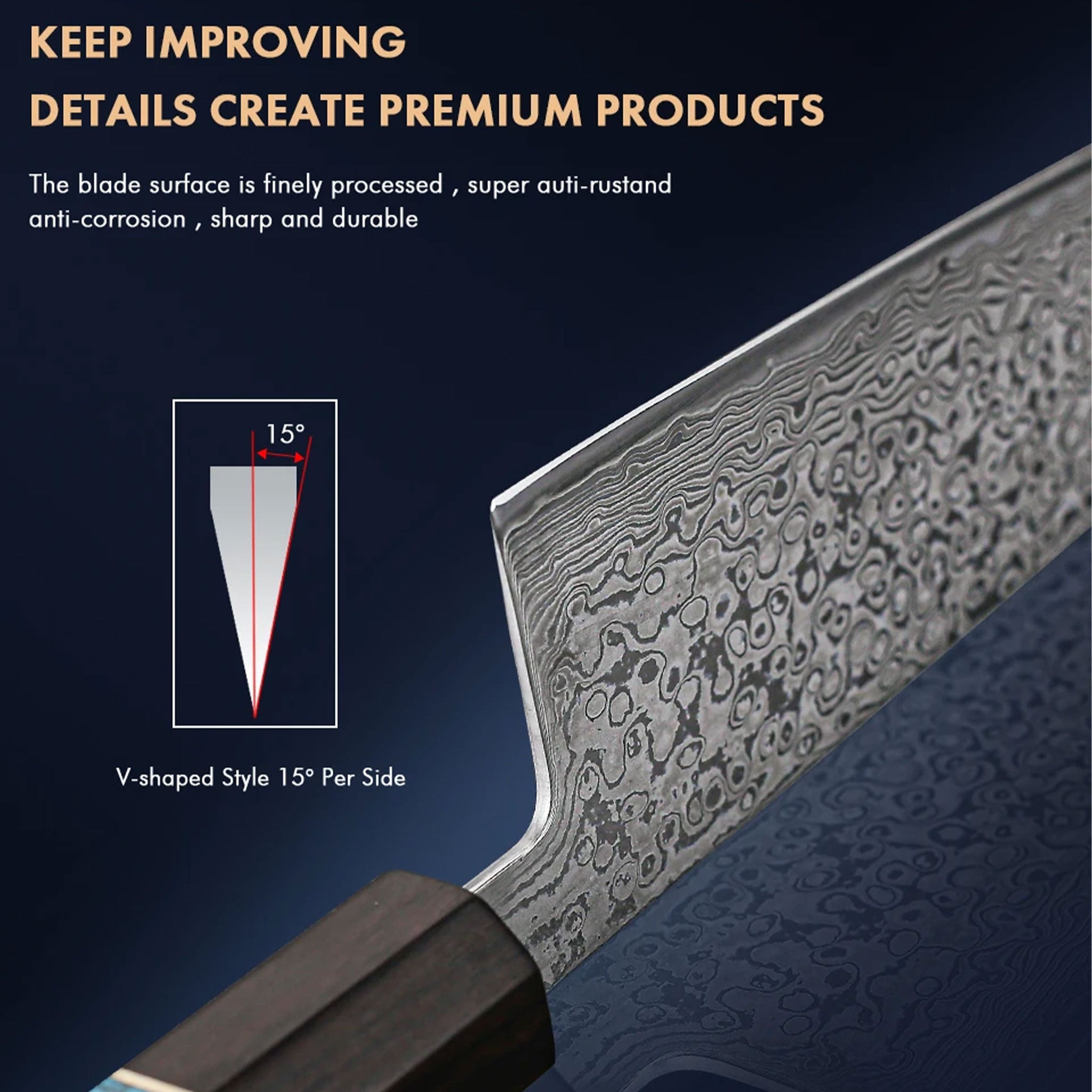 F.YOUNG 8.2" Handmade Damascus Steel Chef Knife