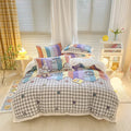 Falai Cashmere Four-piece Cartoon Naked Sleeping Thick Bed Sheet Quilt Cover Simple Pillowcase Student Dormitory Bedding Kit wiktra