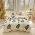 Falai Cashmere Four-piece Cartoon Naked Sleeping Thick Bed Sheet Quilt Cover Simple Pillowcase Student Dormitory Bedding Kit wiktra