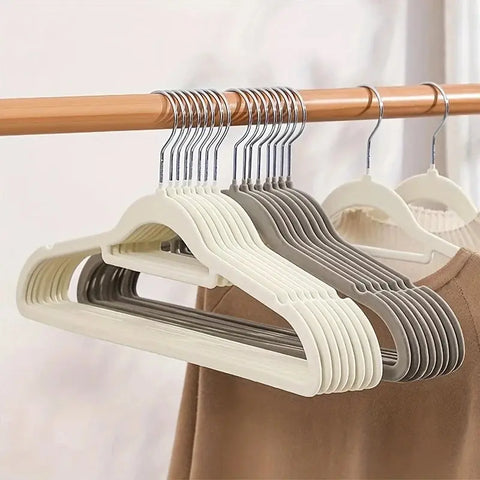 Flocking coat rack household adult coat hanger non-slip to prevent shoulder Angle no trace can be folded hanging hanger wiktra