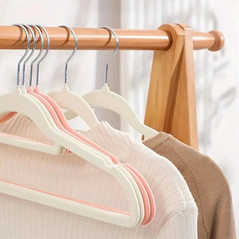 Flocking coat rack household adult coat hanger non-slip to prevent shoulder Angle no trace can be folded hanging hanger wiktra