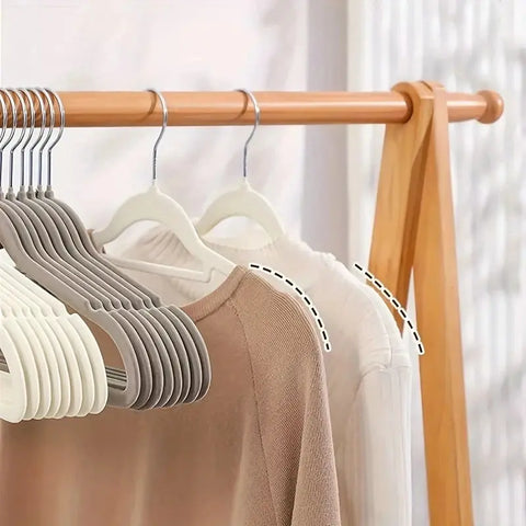 Flocking coat rack household adult coat hanger non-slip to prevent shoulder Angle no trace can be folded hanging hanger wiktra