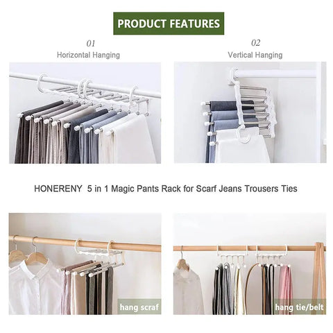 Folding Pants Storage Multifunctional Hanger for Pant Rack Hanger Clothes Organizer Hangers Save Wardrobe Space Bedroom Closets wiktra