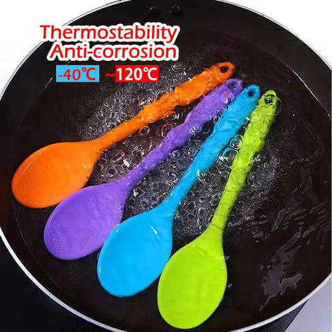 For Better Life 1Pc Soft Silicone Spoon Stirring  Long Handle Tableware Cooking Utensils Ladle Kitchen Accessories wiktra